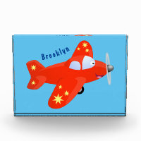 Cute red aeroplane flying cartoon illustration