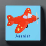 Cute red aeroplane flying cartoon illustration plaque<br><div class="desc">This cute red aeroplane is drawn in cute cartoon illustration style. Perfect for flights of fancy!</div>