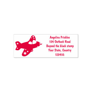 Cute red aeroplane flying cartoon illustration self-inking stamp
