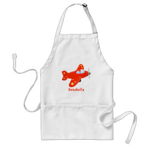 Cute red aeroplane flying cartoon illustration standard apron