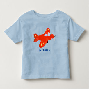 Cute red aeroplane flying cartoon illustration toddler T-Shirt