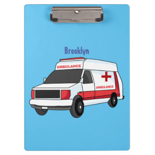 Cute red ambulance van cartoon  clipboard