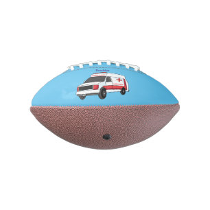 Cute red ambulance van cartoon football
