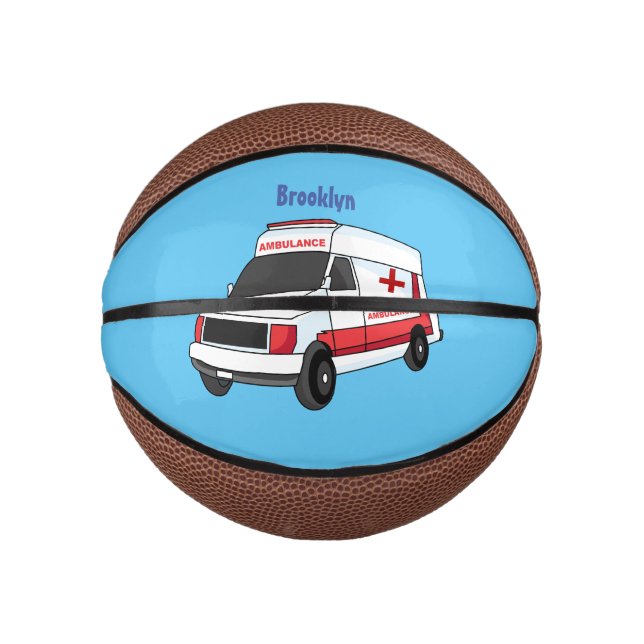 Cute red ambulance van cartoon mini basketball (Front)