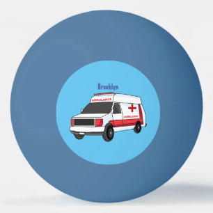Cute red ambulance van cartoon ping pong ball