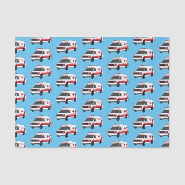 Cute red ambulance van cartoon  tissue paper (Front)