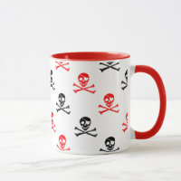 Cute Red and Black Crossed Bones Postage Coffee Mu