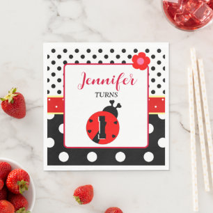 Cute Red and Black Ladybug Napkin