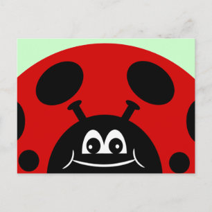 Cute Red and Black Ladybug Postcard