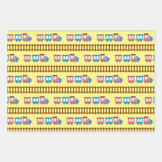 Cute Red and Blue Choo Choo Train Gift Wrap
