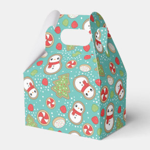 Cute Red and Blue Holiday Baking Treats Pattern Favour Box