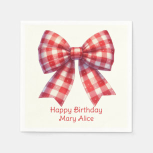Cute Red and Cream Gingham Bow Napkin