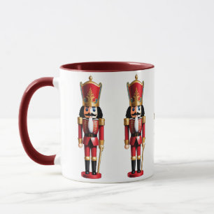 Cute red and gold nutcracker mug