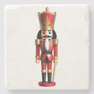 Cute red and gold nutcracker stone coaster