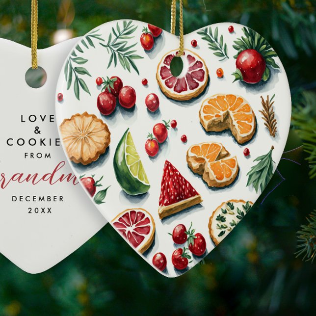 Cute Red And Green Christmas Cookies Baked Pattern Ceramic Ornament (Creator Uploaded)