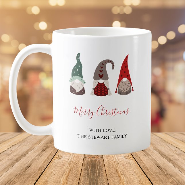 Cute Red and Green Christmas Gnome Holiday Gift Coffee Mug (Creator Uploaded)