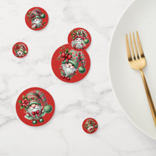 CUTE RED AND GREEN HOLIDAY CHRISTMAS GNOME CONFETTI