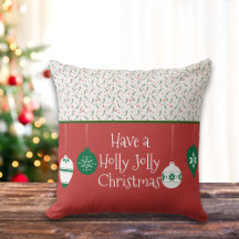 Cute Red and Green Holly Jolly Ornament