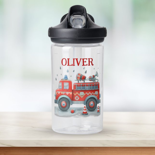 Cute Red and Grey Fire Truck  Water Bottle (Creator Uploaded)