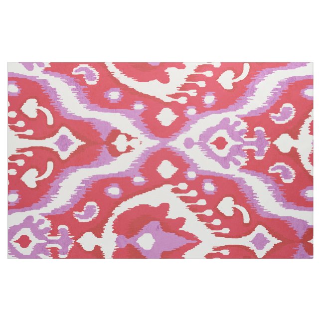 Cute red and orchid ikat tribal patterns fabric (Fat Quarter)