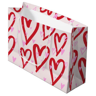 Cute red and pink hearts large gift bag