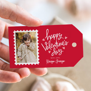 Cute Red and Pink Hearts Photo Valentine's Day Gift Tags