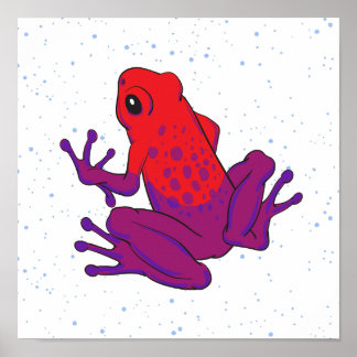 cute red and purple tree frog poster