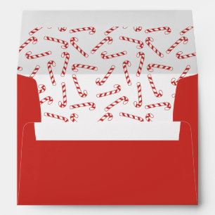 Cute Red and White Candy Cane Christmas Pattern Envelope