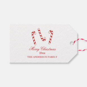Cute Red and White Candy Canes Christmas Gift Tags