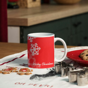 Cute red and white Christmas snowflakes Coffee Mug