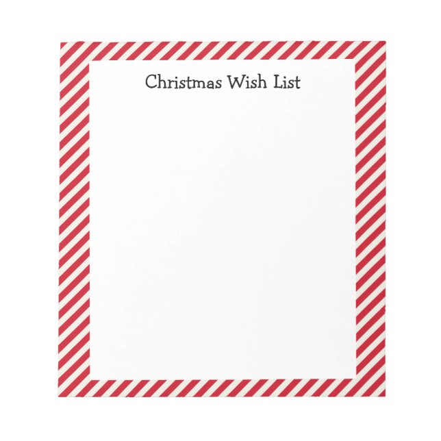 Cute Red and White Christmas Wish List Notepad (Front)