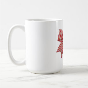 Cute Red and White Gingham Plaid Ribbon Bow  Coffee Mug