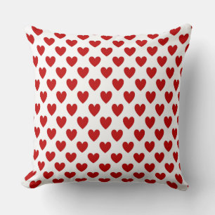 Cute Red and White Hearts Pattern Cushion