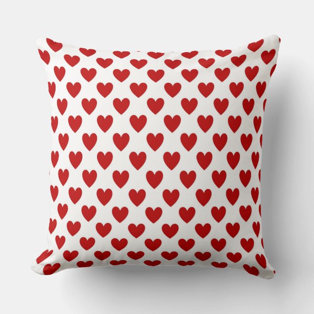 Cute Red and White Hearts Pattern Cushion (Front)