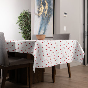Cute Red And White Hearts Pattern Tablecloth