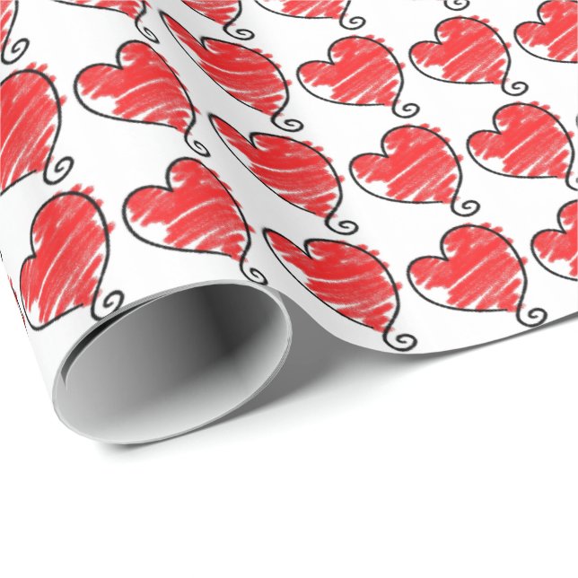 Cute Red and White Hearts Valentine Wrapping Paper (Roll Corner)