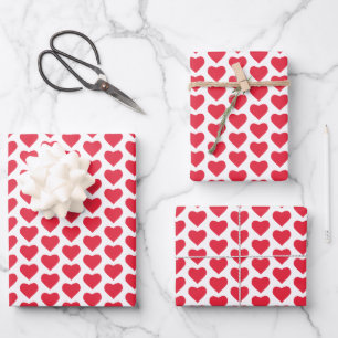 Cute Red and White Hearts  Wrapping Paper Sheet