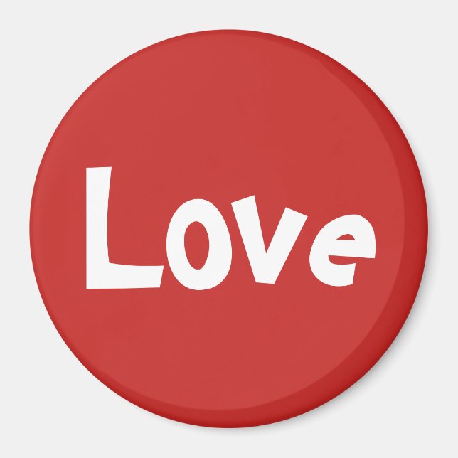 Cute Red and White Love Word Design Magnet (Front)