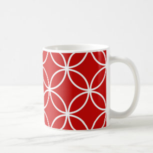 Cute Red and White Pattern Geometric Circles Coffee Mug