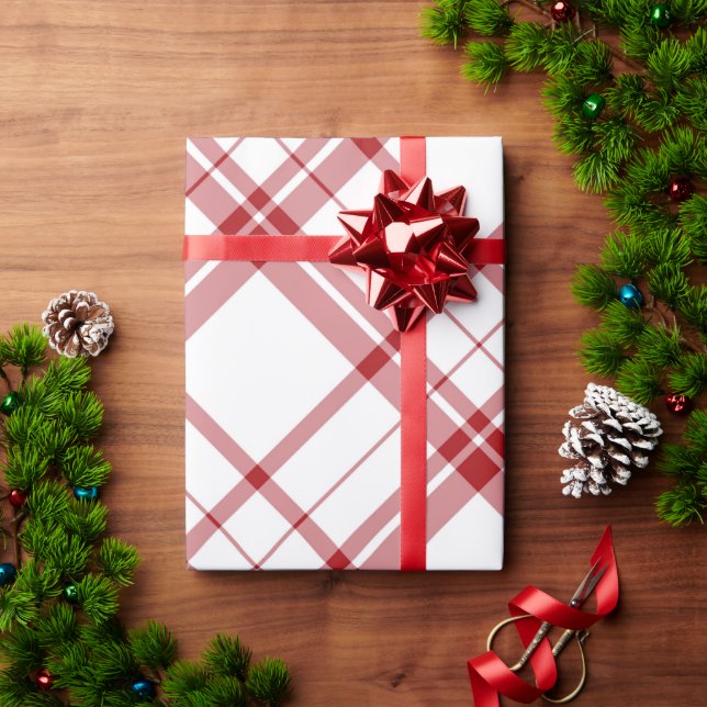 Cute Red and White Plaid Christmas Wrapping Paper (Holiday Gift)