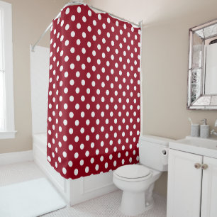 Cute Red and White Polka Dot Shower Curtain