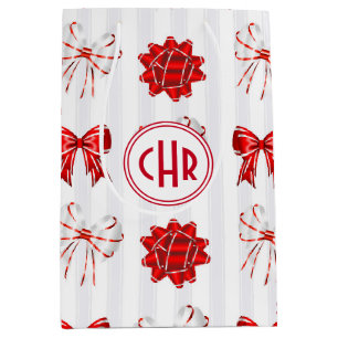 Cute Red and White Ribbon White Background Medium Gift Bag