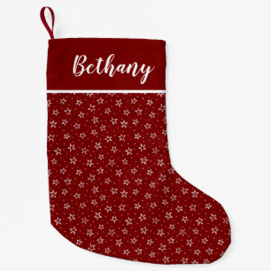 Cute Red And White Stars Custom Name Small Christmas Stocking