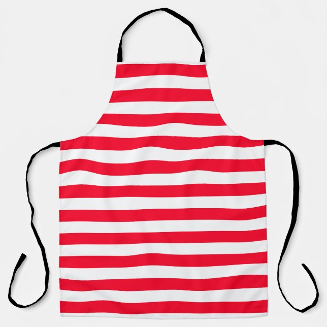 Cute Red and White Stripe Pattern Christmas Apron (Front)