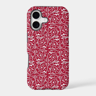 Cute Red and White Swirling Vines Pattern