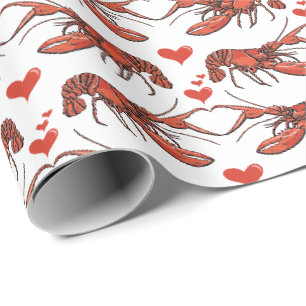 Cute Red and White You're My Lobster Romance Wrapping Paper