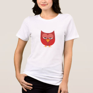 Cute Red And Yellow Cartoon Owl Tri-Blend Shirt