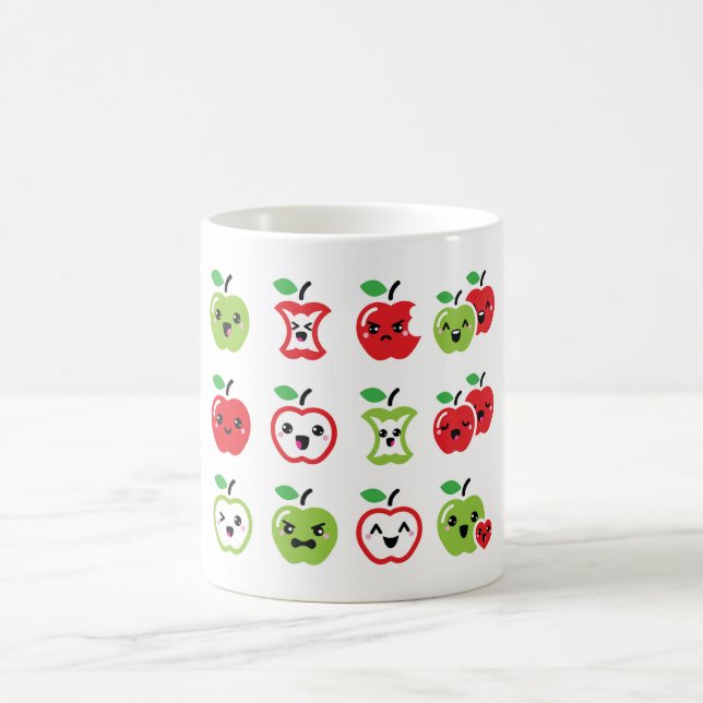 Cute red apple and green apple kawaii cup (Center)