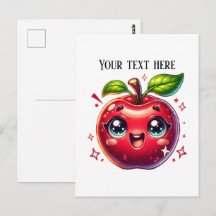 Cute red apple customisable postcard