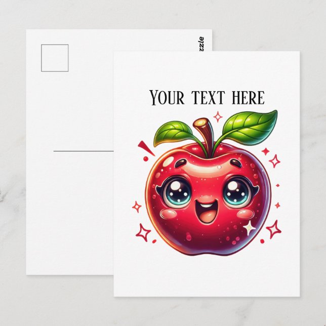 Cute red apple customisable  postcard (Front/Back)